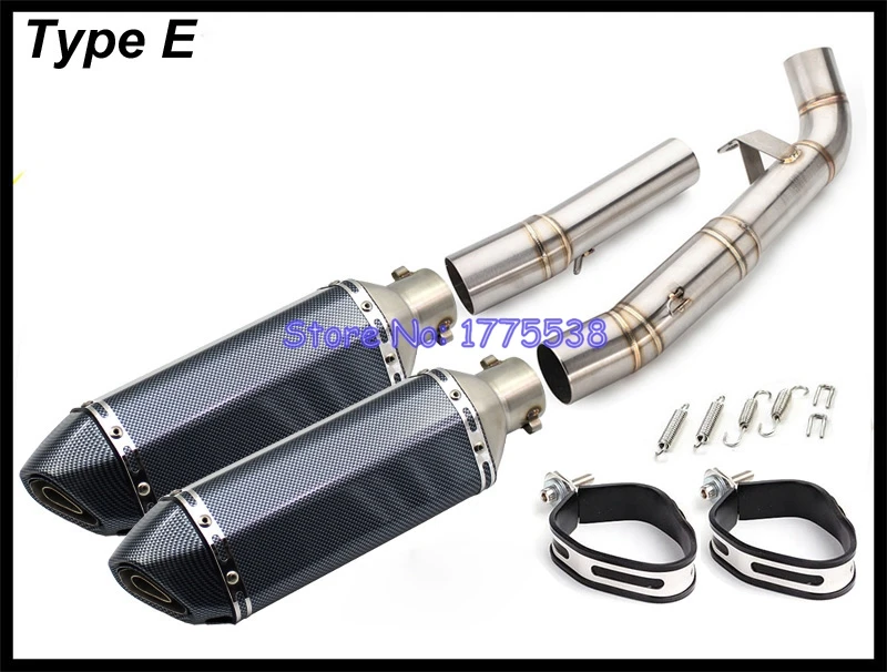 Type E Z1000 2007-2009 глушитель для мотоцикла с полной системой Pip углеродный внешний двойной глушитель Выхлопная средняя труба для Z1000 07-09 глушитель для мотоцикла - Цвет: Type E