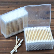 140 шт./кор. двойной головкой из бамбуковых волокон, бутоны взрослых Макияж ватным тампоном деревянные палочки для носа, чистка ушей, средство для ухода за полостью