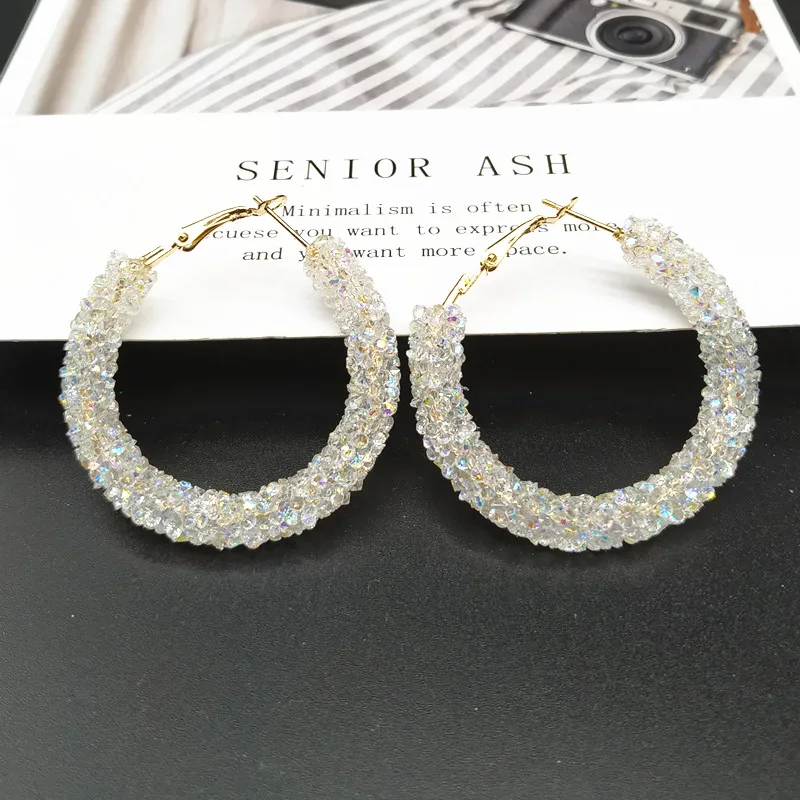 earrings Комплект модных браслетов Кристальные серьги браслеты ювелирные изделия Круглый Открытый браслет серьги подарок для свадьбы - Окраска металла: earrings