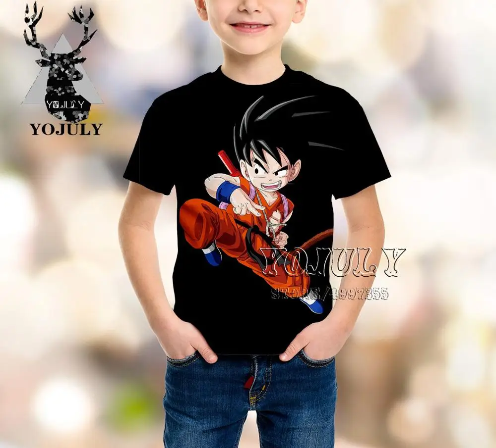 YOJULY Dragon Ball Аниме Гоку для маленьких мальчиков и девочек, детская одежда с 3d принтом детская футболка Лидер продаж, модные футболки Modis A415 - Цвет: 9