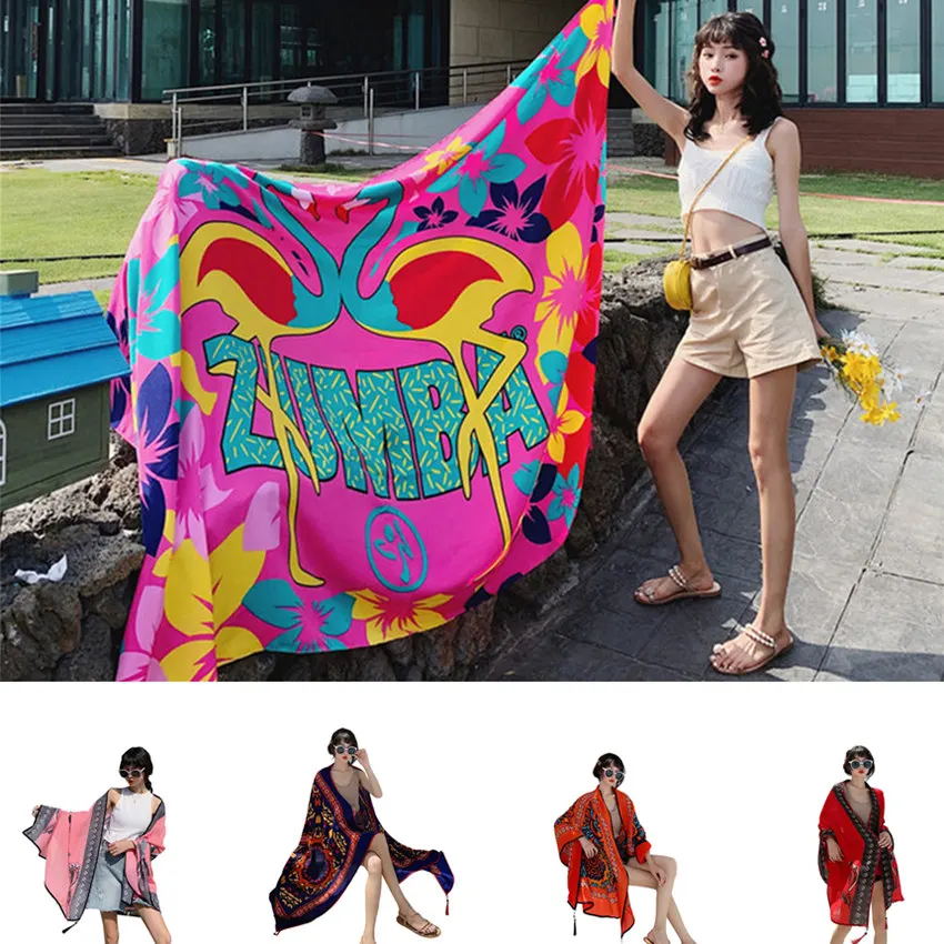 

2019 NEW 10styles 90x180cm Bikini Bathing Swimwear Cover Up Sarong Mats Wrap Scarf Pareo Beach Cover-Ups Women Large Beach Dress