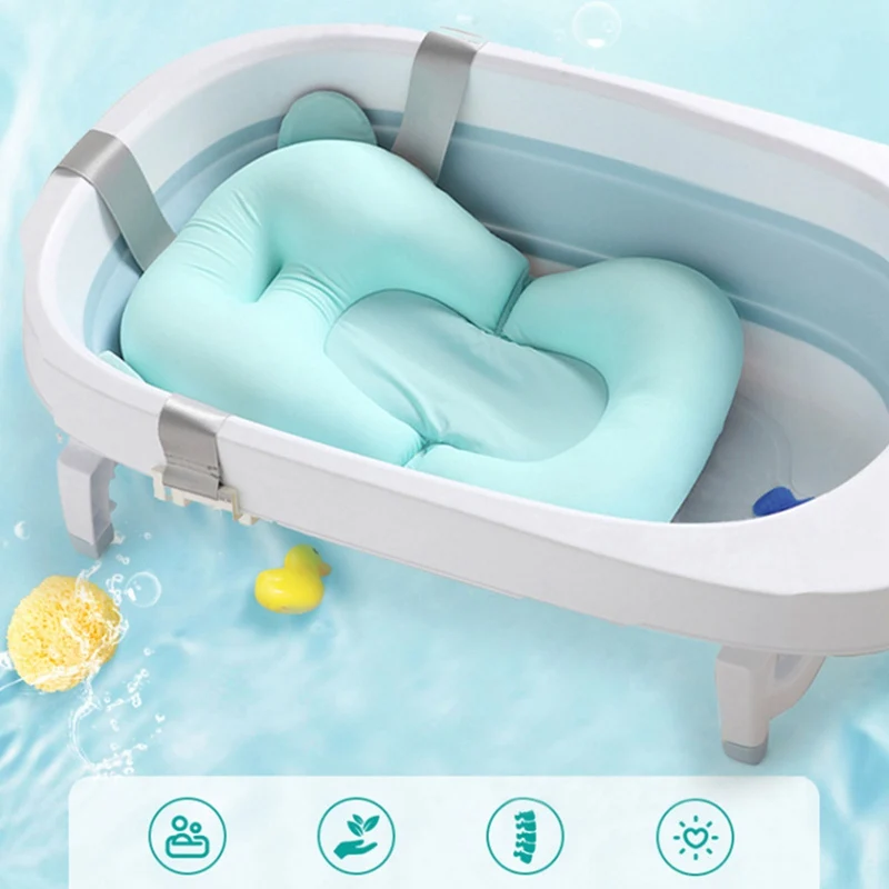 Newborn Bath Tub T-type Net Infant Bath Pad Net Kids Infant Shower Protection Mat Four Corner Fixed