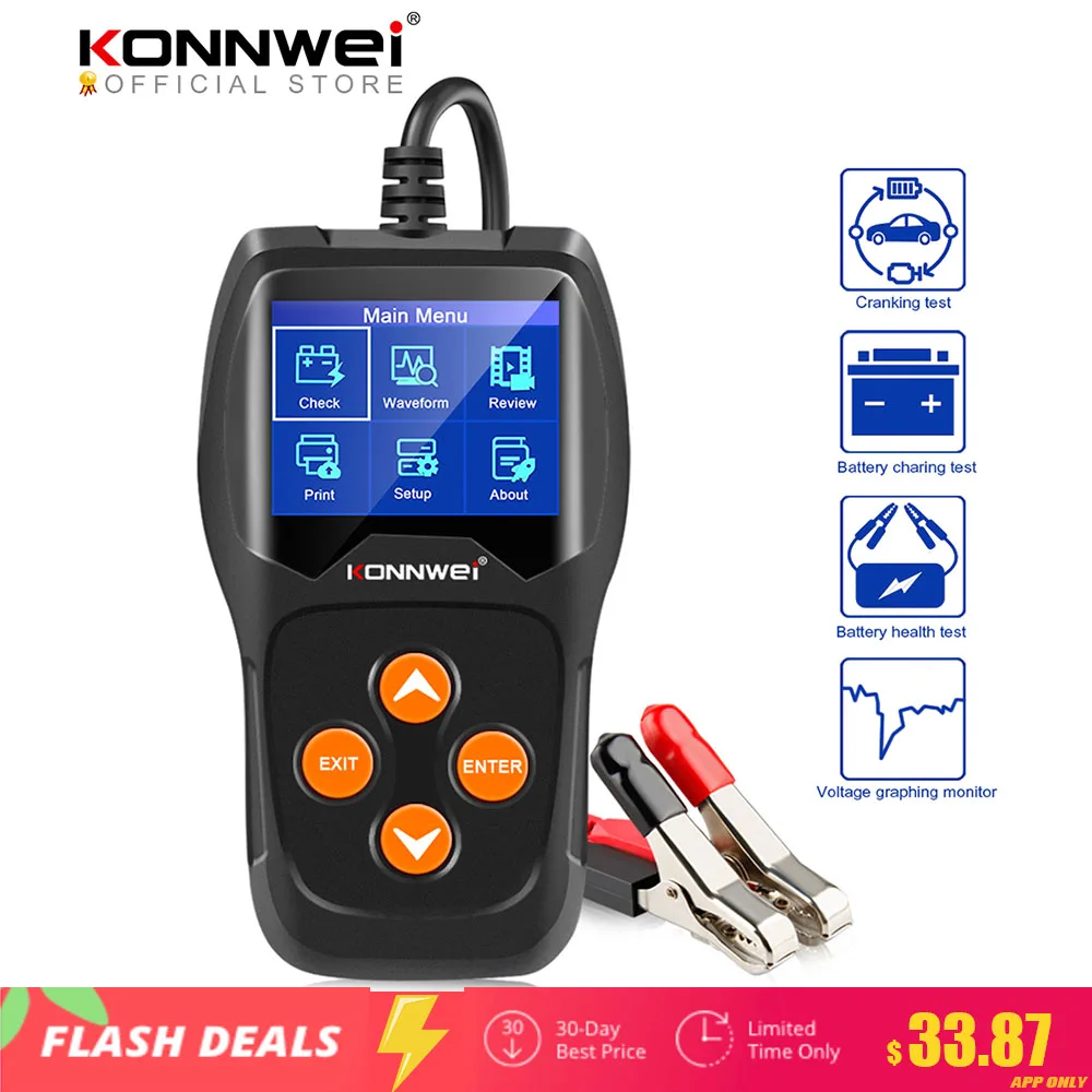 Car-Battery-Tester Charging-Diagnostic Quick-Cranking Konnwei Kw600 12-Volts 12V 