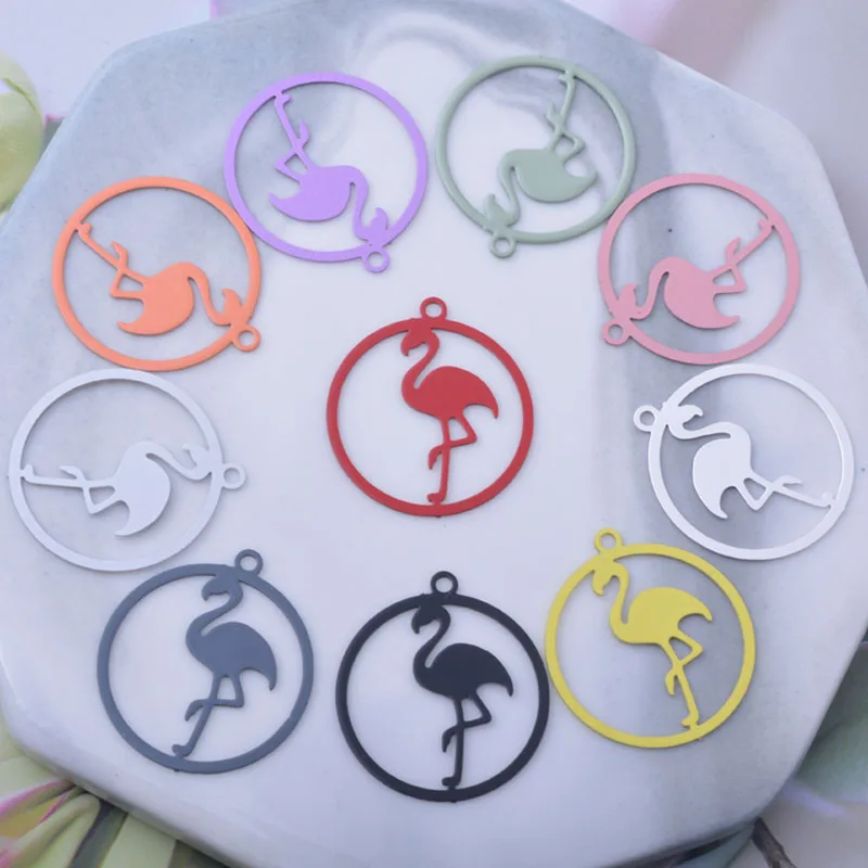 50 Stück AC12510 20*22mm Flamingo-Anhänger DIY Ohrringe Schmuckzubehör