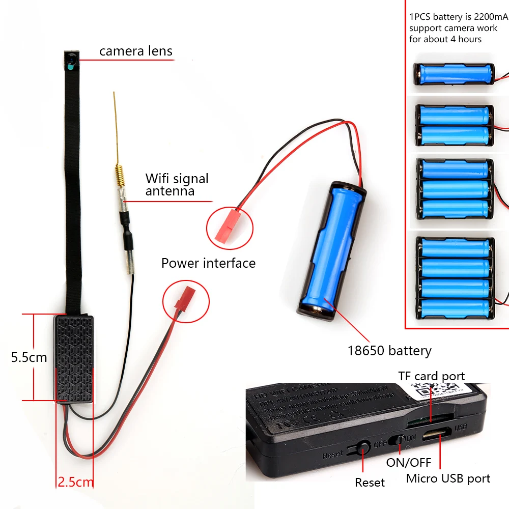 Wi-Fi Сетевая камера Веб-камера IP P2P HD 1080P широкоугольная мини-камера DIY Беспроводная камера Модуль Движение Активированный DV видеокамера маленькая