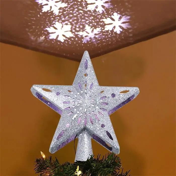 Christmas Tree Topper LED Star-shaped Top US, EU Light 4W 100-240V Projection Lamp Dcor Gold/Silver