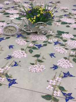 

5 yards fresh style embroidery French tulle lace Nigeria lace 7160 African lace fabric wedding dress skirt women's fabric