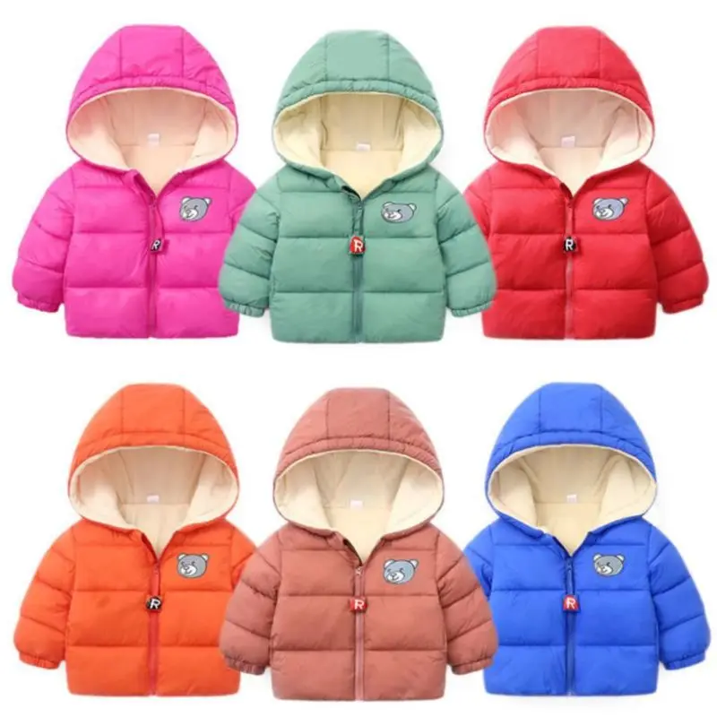 

Toddler Baby Girls Coat Winter Kids Jacket Boys Cartoons Hooded Outerwear Infant Clothes Down Cotton Parkas Children's Clothing