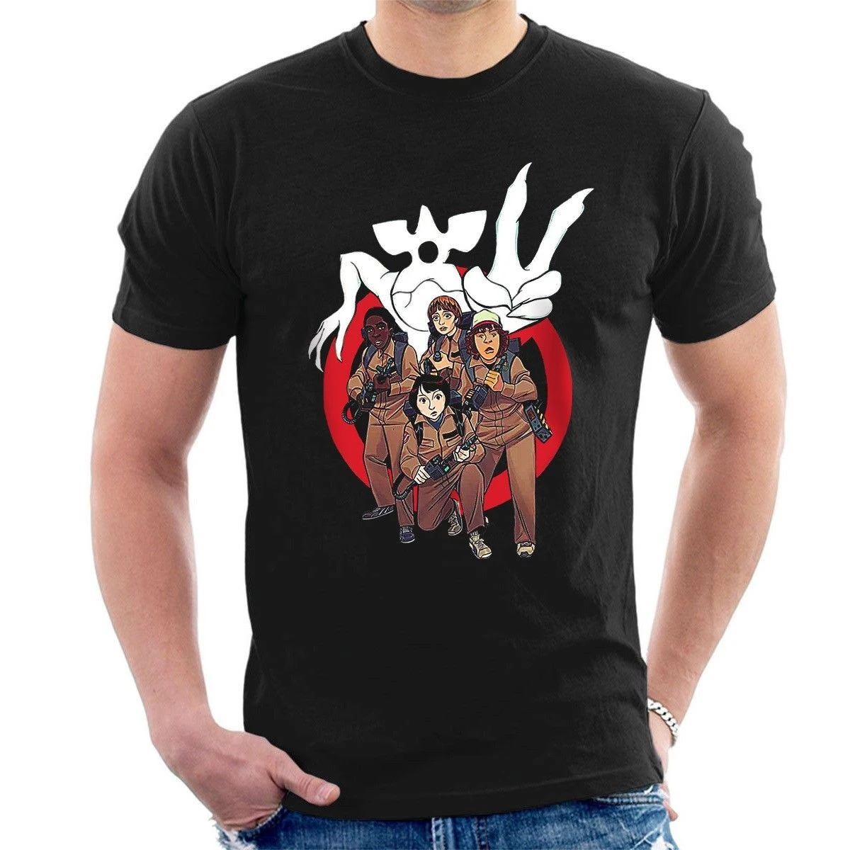 Camiseta de Stranger camisa inspirada en cazafantasmas, boca abajo, 2 camisetas, harajuku|Camisetas| - AliExpress