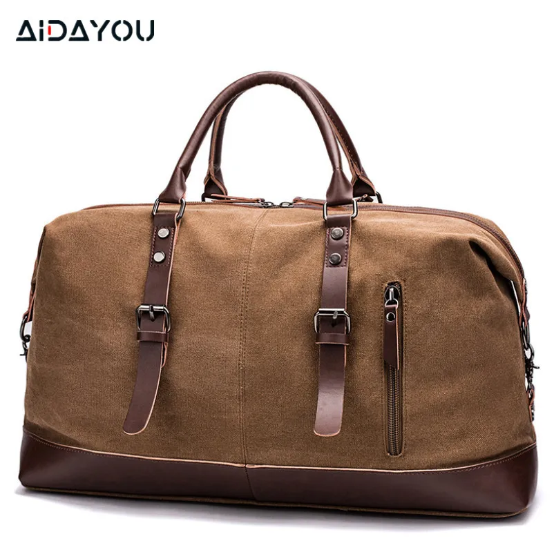 Большая холщовая кожаная сумка для выходных вместительная путешествий out1241 |