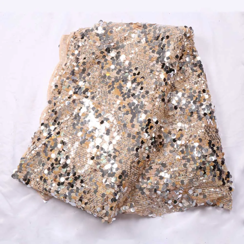 

2019 High Quality Latest French Advanced Sequins Lace Fabric Dress African French Net Lace Fabric For Fashion Party Fres YS-9443