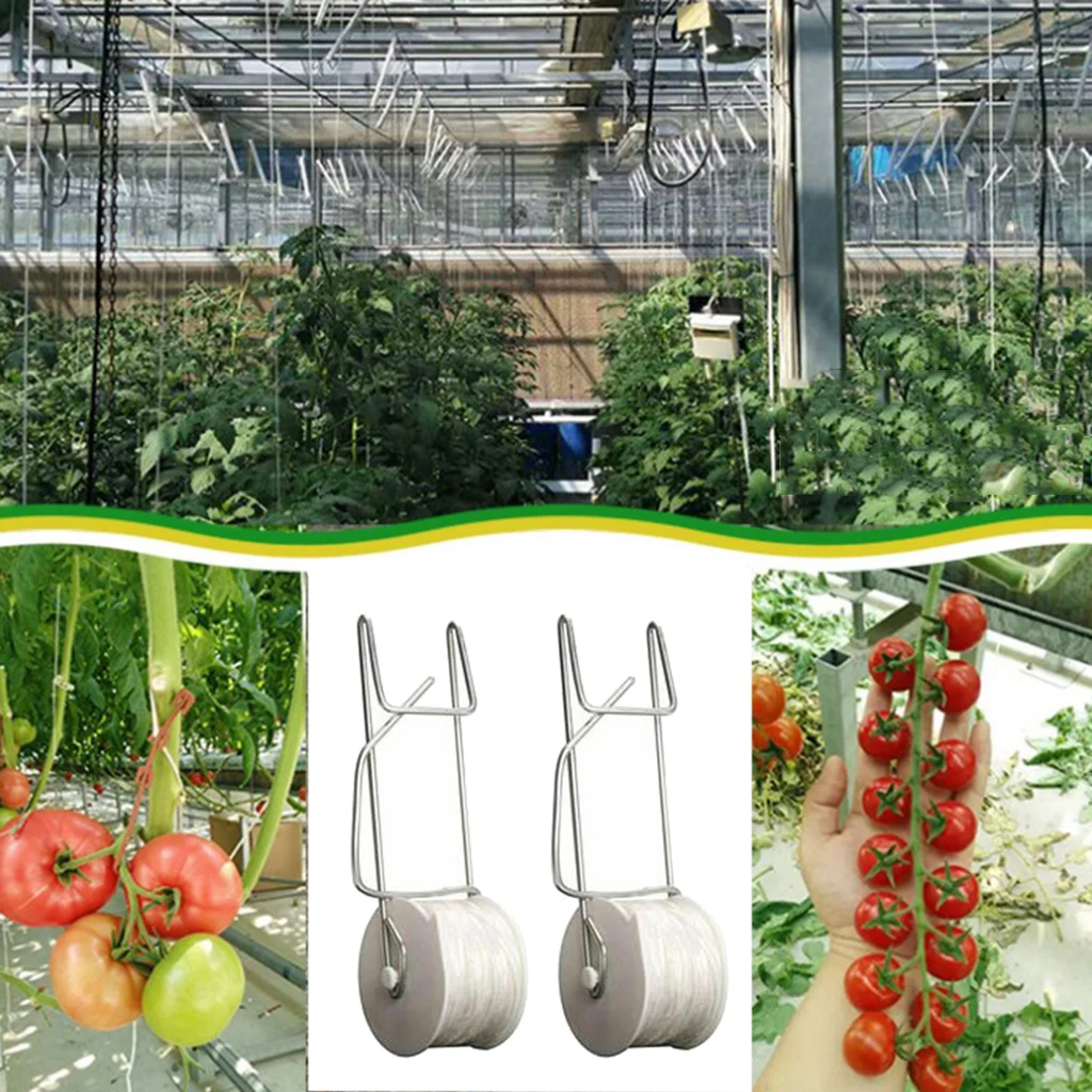 2pcs Tomato Hooks Vegetable Clamps For Planting Cucumber Cherries with 15m Rope