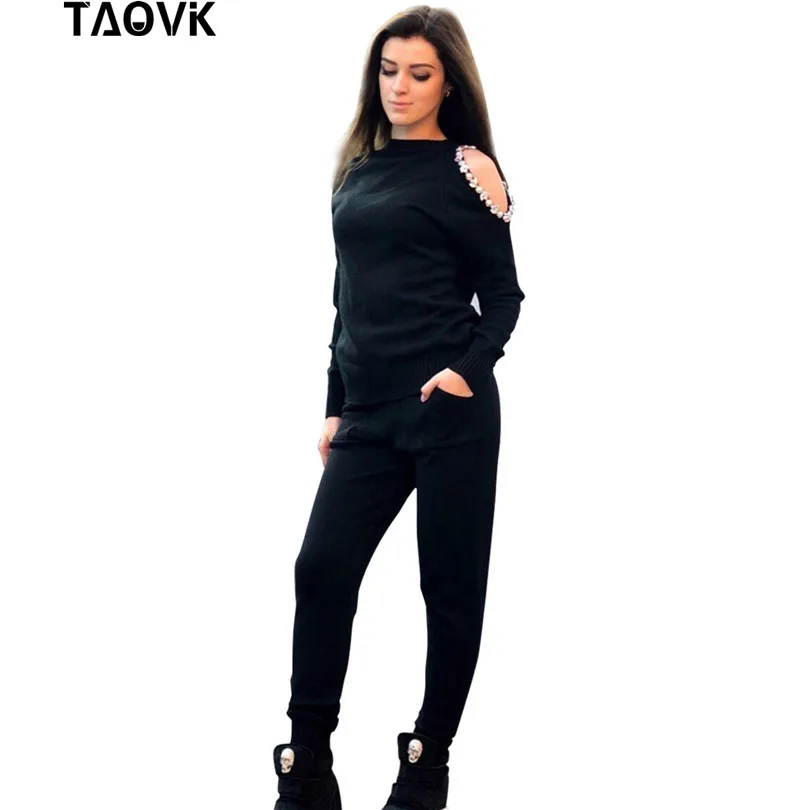 Женский трикотажный костюм из двух предметов TAOVK Трикотажный двойка с