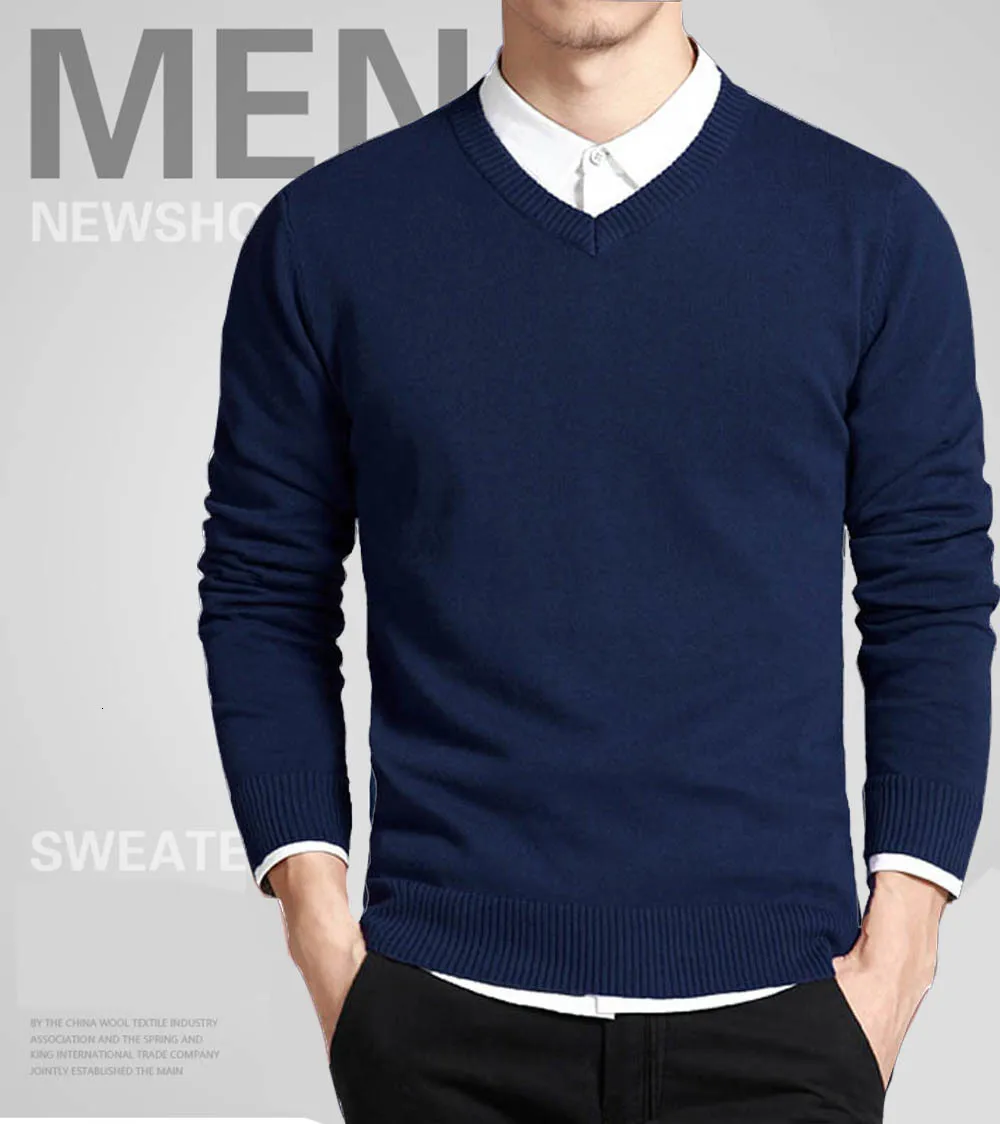 Men's Multi Color Sober Cotton Sweater Model Cover