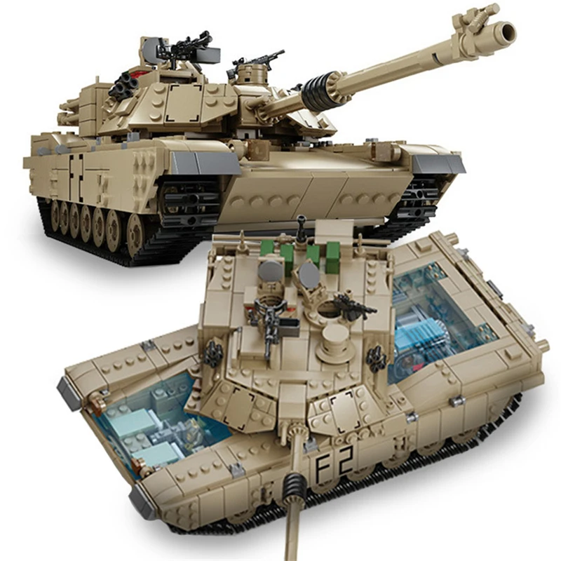  Kazi M1A2 Tank Vehicle Compatible with Legoings Tank Building Blocks Children's Military Assembly T