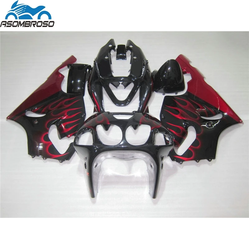 

Red Flames Black bodyworks for Kawasaki Ninja ZX7R fairing kit 1996-2003 fairing set zx7r 96 97 98 99 00 01 02 03 HX55