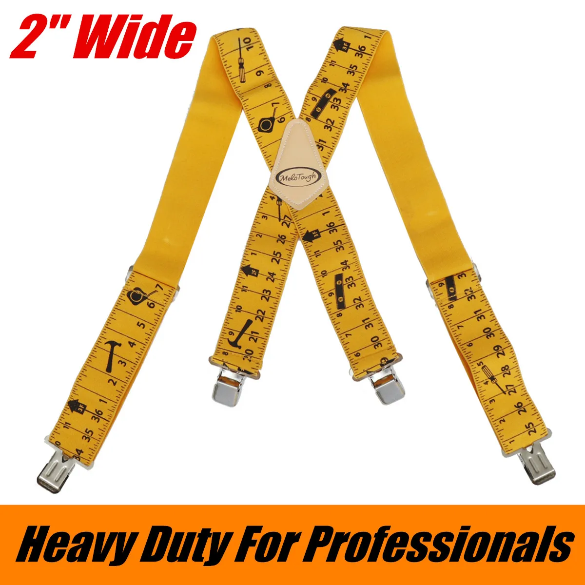 2'' Wide Heavy Duty Work Braces Suspender Belt Yardstick Tools Pouch 
