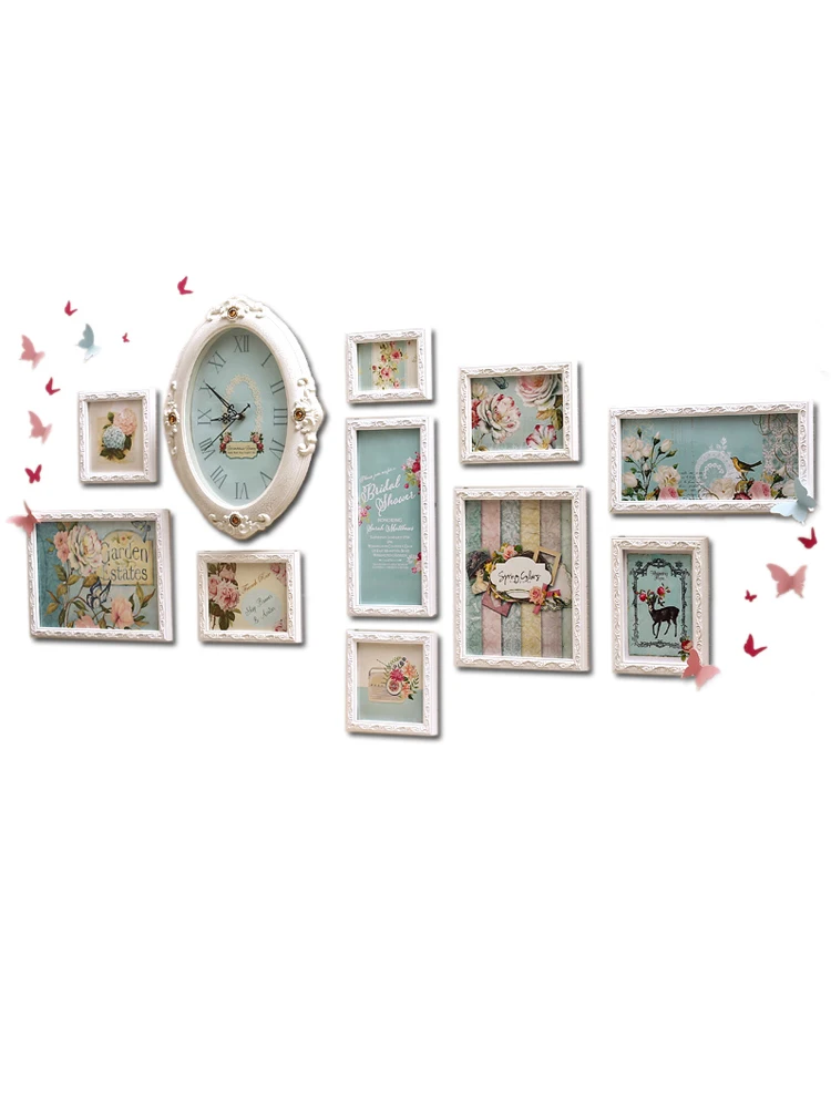 

European Solid Wood Photo Wall Living Room Modern Decorative Photo Wall Children's Warm Creative Photo Frame Composite Wall