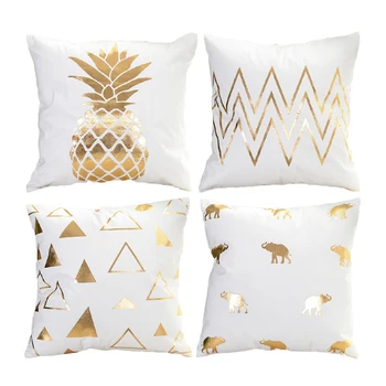 

4pcs/set Gold pineapple Foil Print pillow Cover Decorative Pillows for Home party Pillow Case Cover new year gift Drop Shipping
