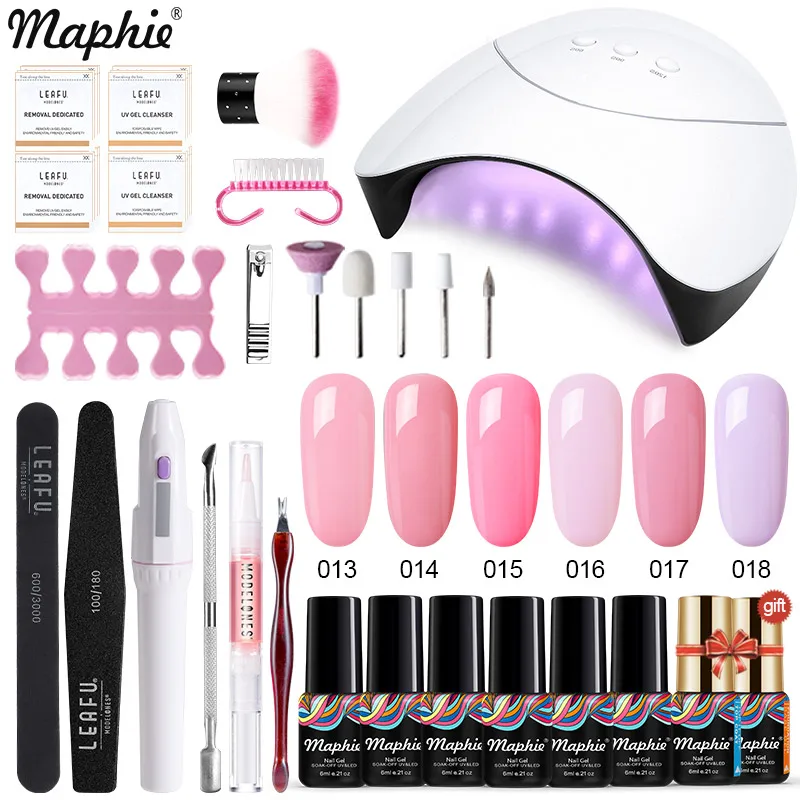 

Maphie 20Pcs/Lot Pink Color Gel Nail Polish Kit Soak Off Uv Gel With Base Top Coat Gift Nail Art Tools Set Semi Permanent Gel