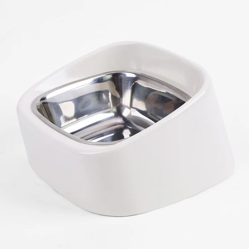 Белый pet products puppy stuff SUPER DESIGN high side tilt design dogs feeder Melamine material Stainless steel pet bowl - Цвет: Белый