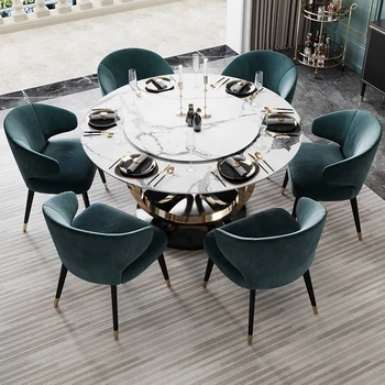 

Stainless steel Dining Room table Set gold Home Furniture modern marble dining table mesa de jantar muebles comedor
