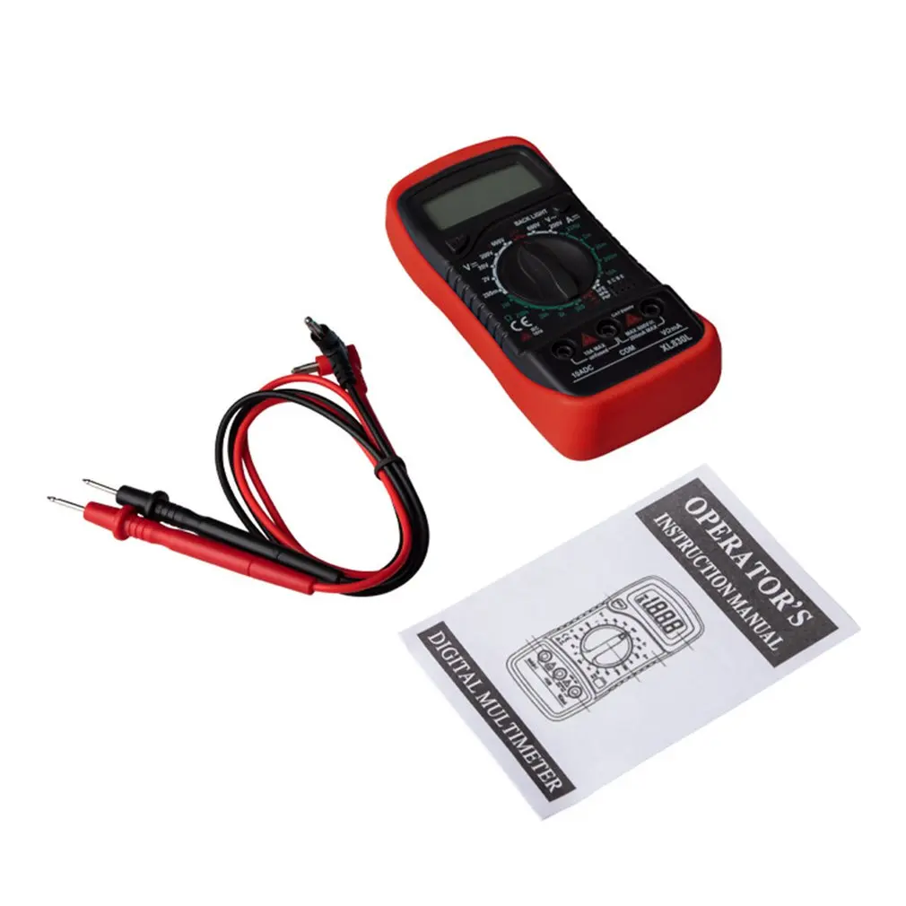 

XL830L LCD Digital Multimeter Ammeter Voltmeter Ohmmeter Electric Handheld Multitester AC/DC Volt Meter Tester Tool Red