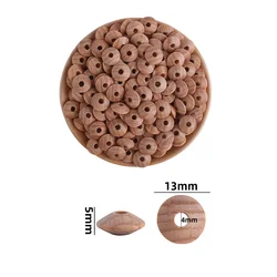 13*5mm 50/100pc/lot Baby Wooden Flat Beads Baby Teething Beads Pacifier Chain Necklace Accessories Safe Nursing Chewing BPA Free
