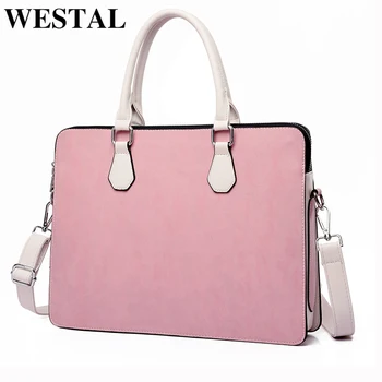 

WESTAL women's bag for documents female briefcase computer bag women porte dcoument handbag for gril business luxury desinge 961