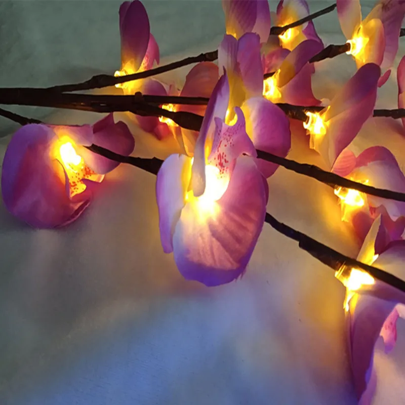 

Simulated Phalaenopsis LED Light Indoor Beautify Decoration Electronic Flower Branches Lighting Chain Christmas Set Lamp Wholesa