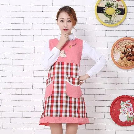 

New cute thick shoulder fashion kitchen anti-fouling clothes sleeveless overalls all cotton vest overalls apron