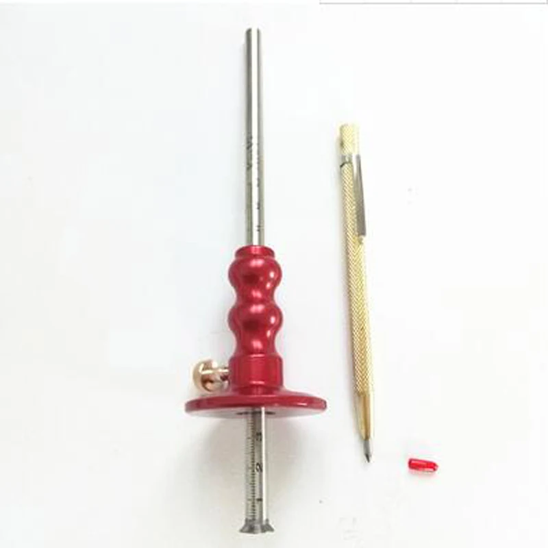 Stainless Steel Woodworking Scribe Aluminum Alloy Mark Pen Set Double Blades Scriber Stick Gauge Ruler DIY Carpenter Hand Tool