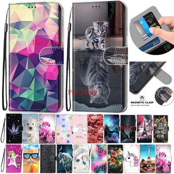 

For Xiaomi Mi 9lite SE shell Wallet Card Holder Stand Book Cover Cat Dog Painted case For Xiaomi MI9 lite 9SE Cases Leather Case