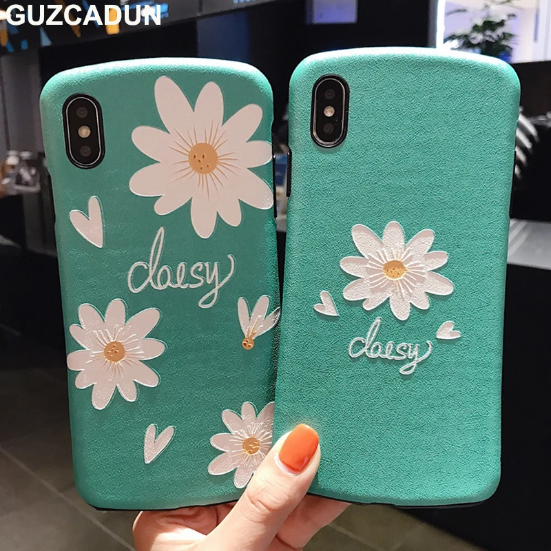 

Fresh Daisy Flower Pattered Phone Cases for Iphone 11 Pro Max Case Soft TPU Silk Texture Back Cover for Iphone 11 Pro Case Coque