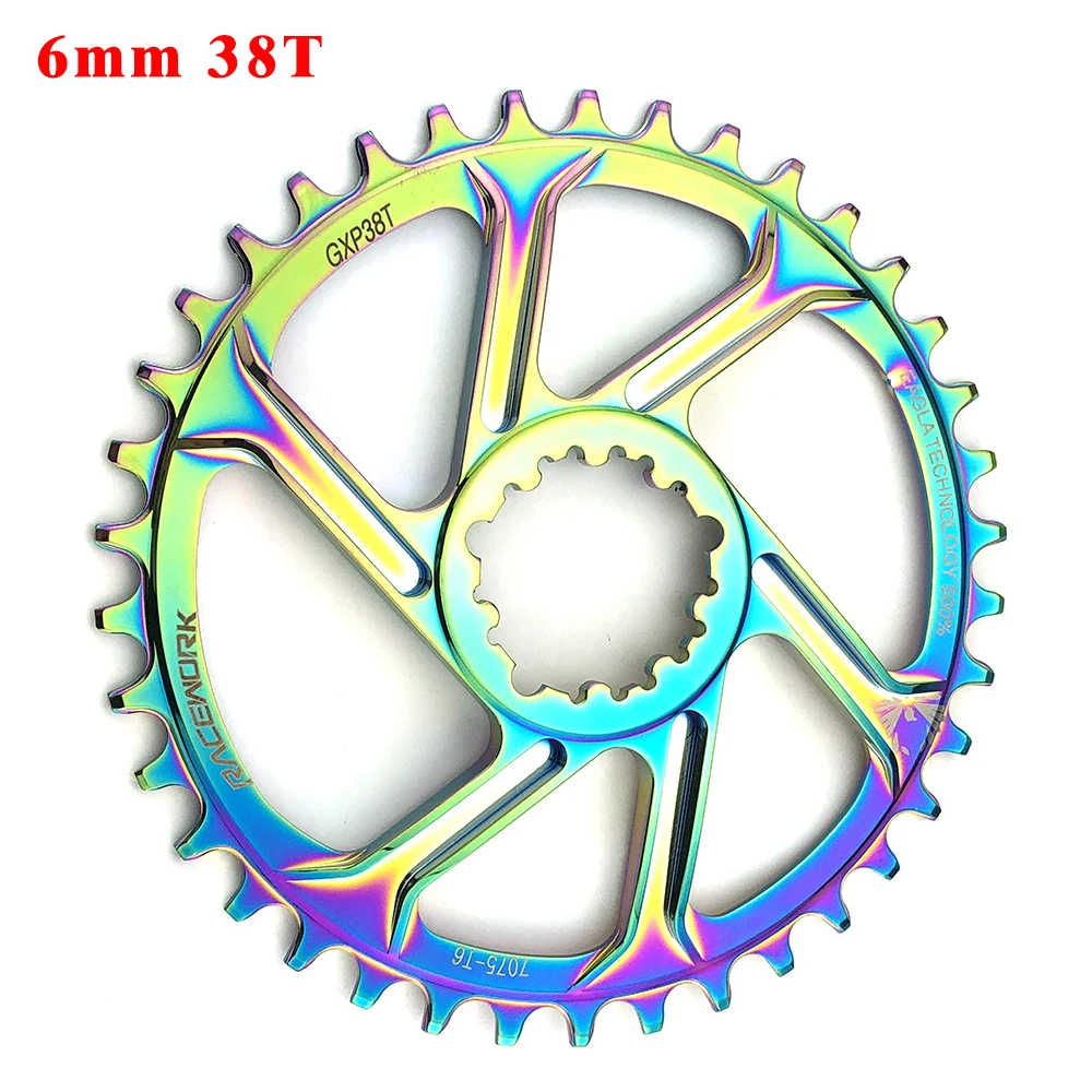 RACEWORK GXP горный велосипед передняя Звездочка 32/34/36/38T для SRAM GXP GX Орел XX1 X9 модными принтами XO X01 шатун со звездочкой MTB велосипедная звездочка цепной передачи - Цвет: 6mm 38T