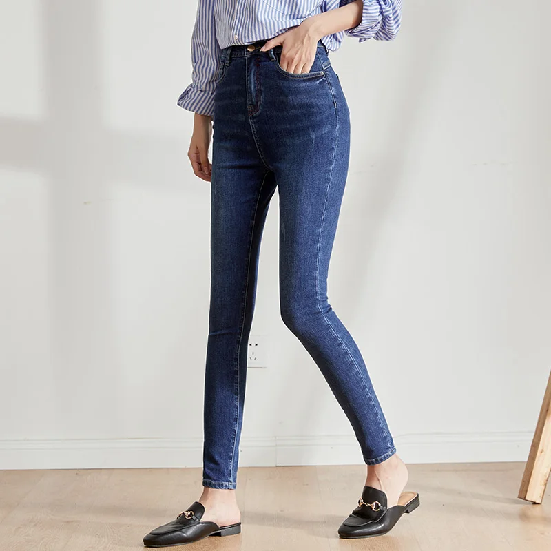 Женские облегающие эластичные джинсы LEIJIJEANS, классические повседневные брюки с высокой посадкой, новая модель 9208 большого размера на осень