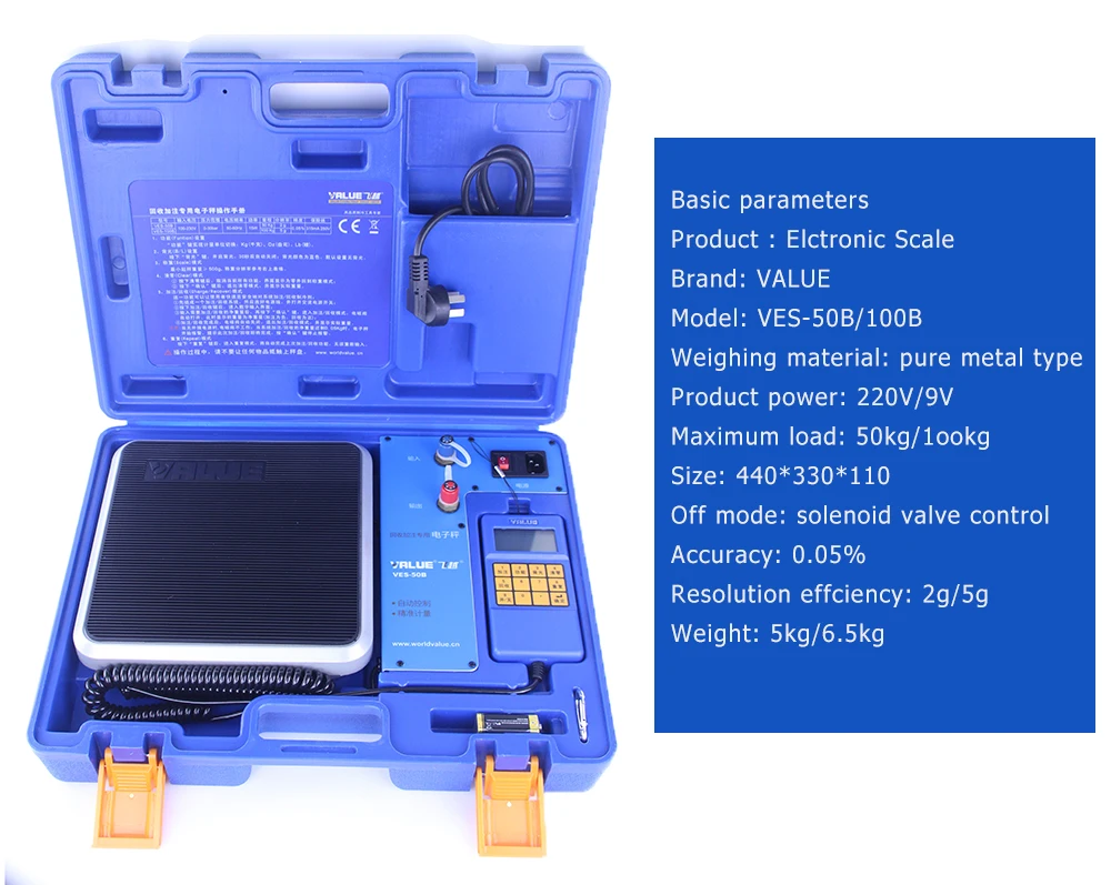 VALUE Refrigerate A/C charging scale VES-100B ,digital electronic scales weight scale