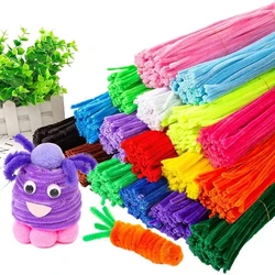 Varillas de chenilla de felpa coloridas y creativas para niños, limpiador de tuberías, tallos, manualidades de juguete educativo, 100 Uds.