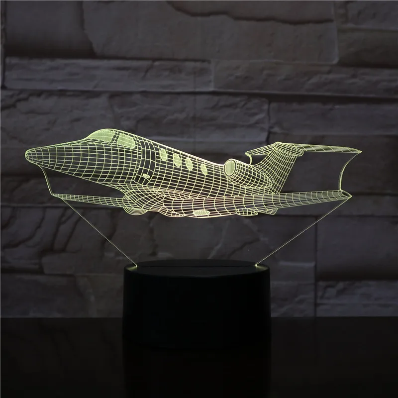 Летательный аппарат самолет светодиодный 3d-ночник 16 цветов меняющая лампа светильник на Хэллоуин акриловая Иллюзия настольная лампа для детей подарок Прямая поставка