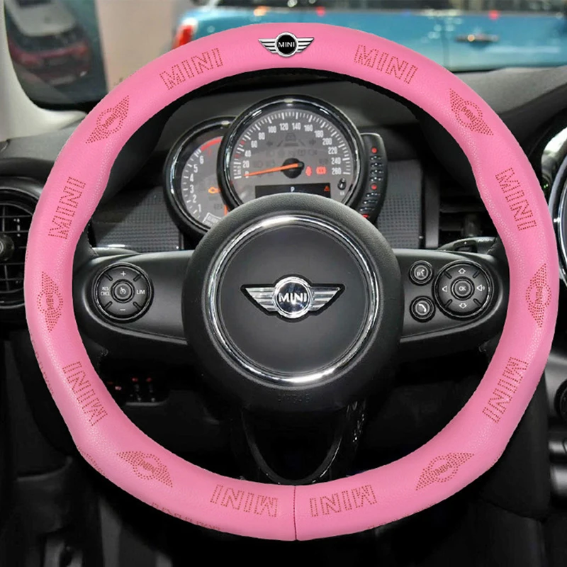 Автомобильный Стайлинг чехол на руль из натуральной кожи декор для Mini Cooper S JCW R55 R56