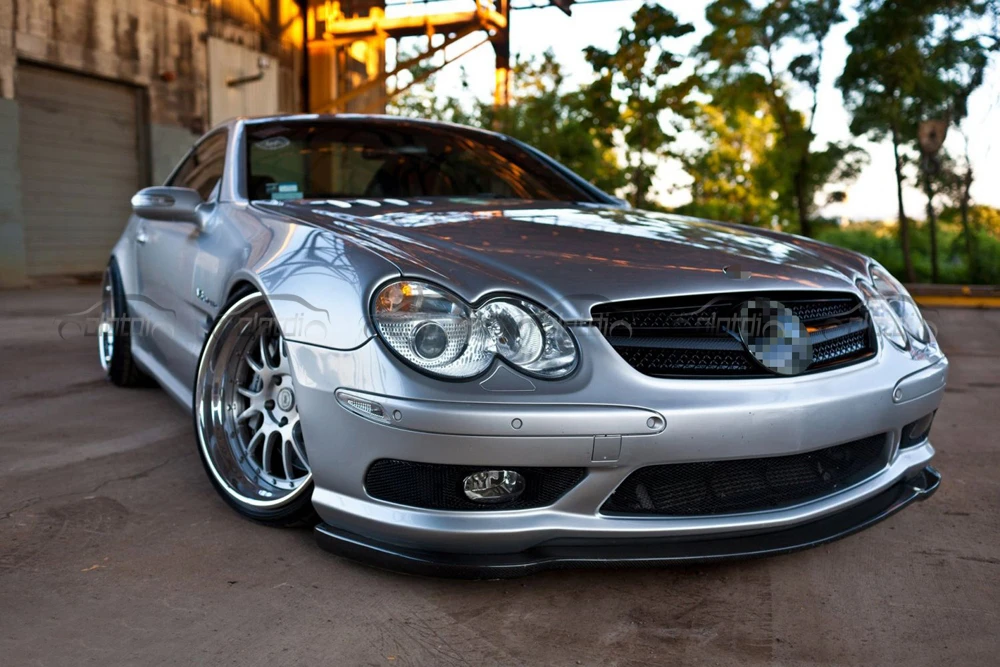 Передняя губа для Mercedes-Benz SL55 Тюнинг автомобиля реальный бампер из углеродного волокна спойлер Спиттер