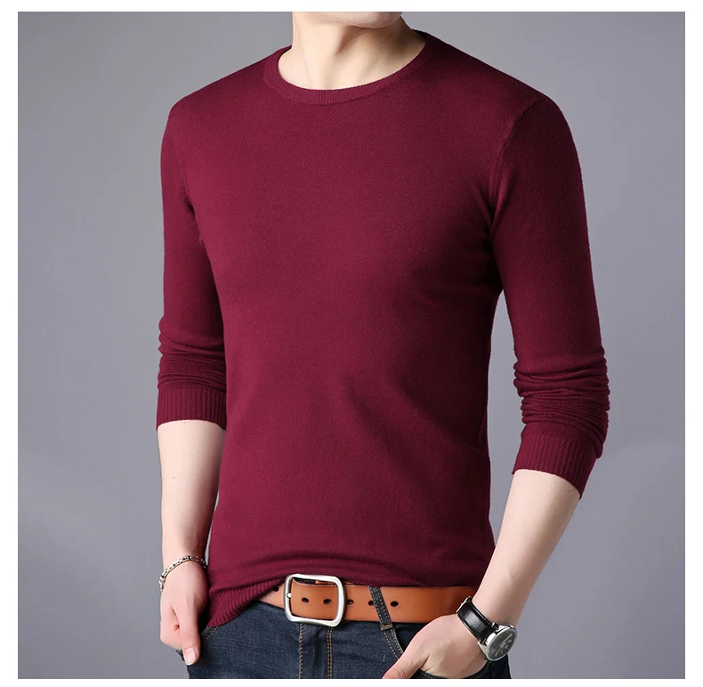 Повседневный мужской свитер бренд Slim Fit O шеи сплошной цвет пуловеры модный длинный рукав мужской вязаный плюс размер трикотаж