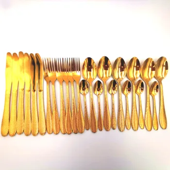 

Gold Cutlery Set Stainless Steel Tableware Forks Knives Spoons Dinnerware Set Set Fork Spoon Knife Set 24 Pcs Holiday Gift Box