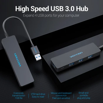 

4 Ports USB 3.0 Hub Splitter Household Computer High Speed 5Gbps Multi USB Small Accessories for Vention CHKBB PC