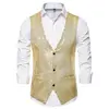 6 Styles Men Wedding Stage Show Gold Shiny Sequins Bow Vest Waistcoat Blue Black Silver Suit Vest Gilet Homme Classic Vests 2Pcs 1