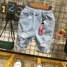 Детские штаны новинка года, летние ковбойские шорты с дырками для мальчиков красивые детские свободные штаны в Корейском стиле