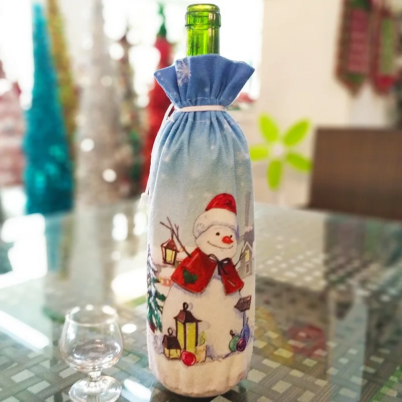 Рождественские вечерние Чехлы для бутылки вина с орнаментом для украшения дома, вечерние, вечерние, на ужин, подарок на год, мини-пальто Xmax, Сетчатая Сумка для бутылки