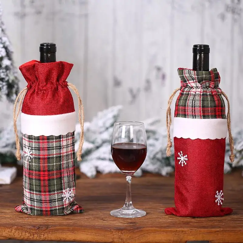 

Home Dinner Party Table Decors Wine Cover Christmas Decorations Santa Claus Snowman Gift Navidad