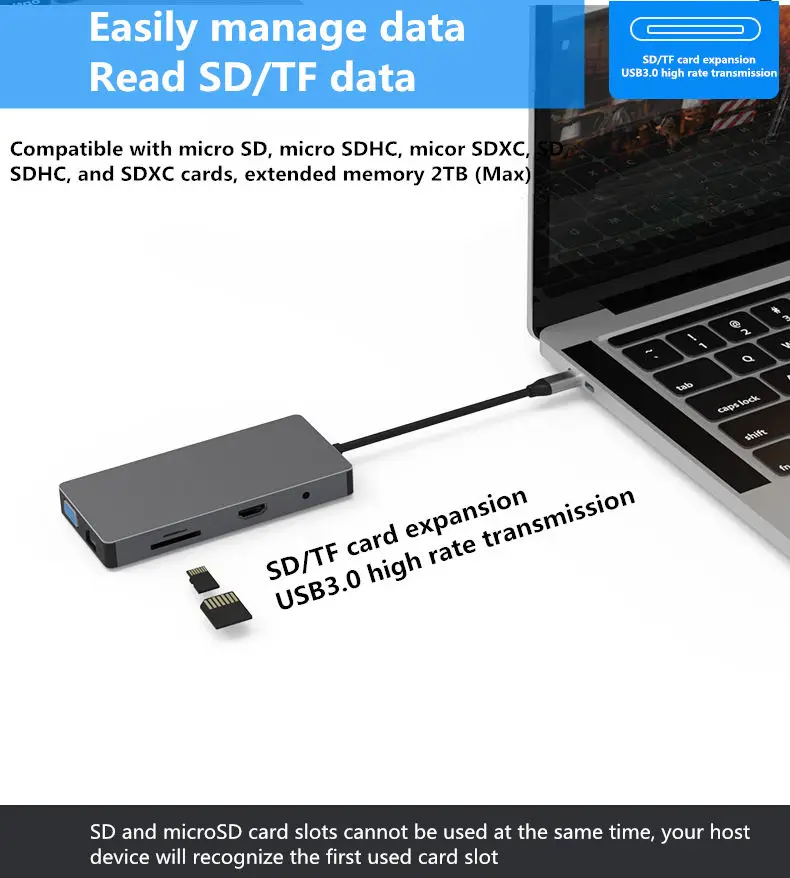 Usb-хаб-c Расширительная док-станция USB3.0 SD TF HDMI VGA 3,5 мм аудио Ethernet интерфейс для huawei xiaomi Macbook mate 10 P20 pro