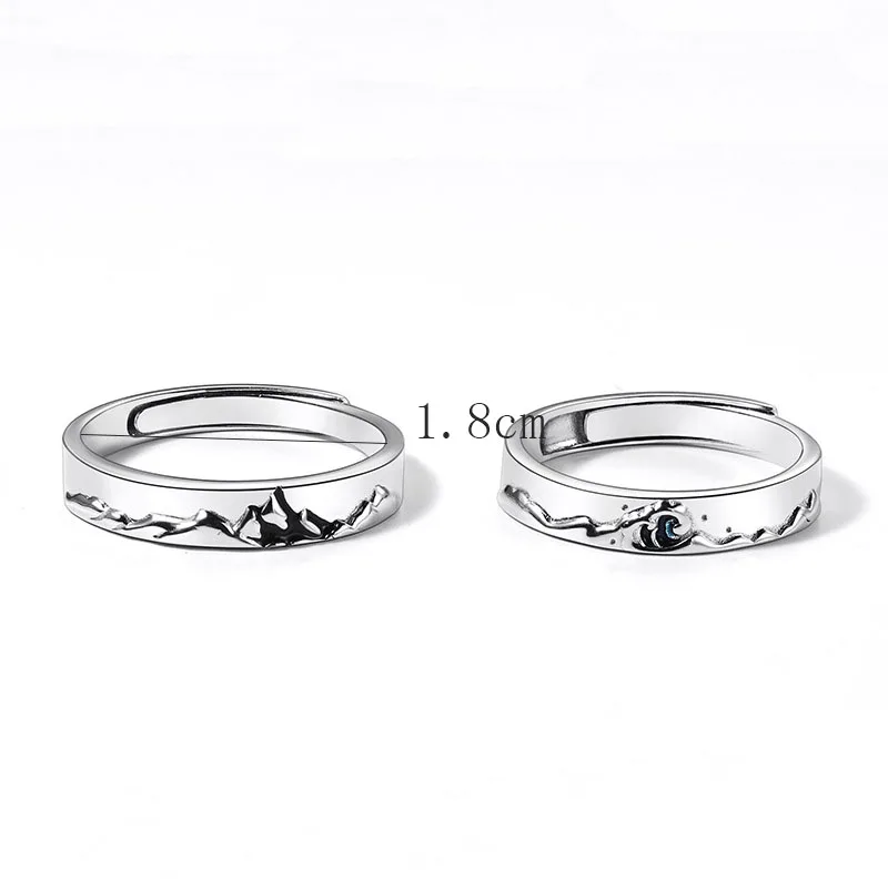 Couple Silver Color Personality Mountain and Sea Adjustable Rings Love Anniversary Gift New Design Paired Ring
